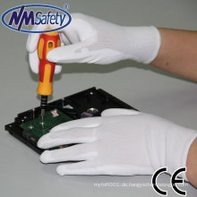 NMSAFETY weiß Anti-Static Anti-Rutsch-PU-Fingertip beschichtet ESD elektronische Arbeits Fit Handschuhe